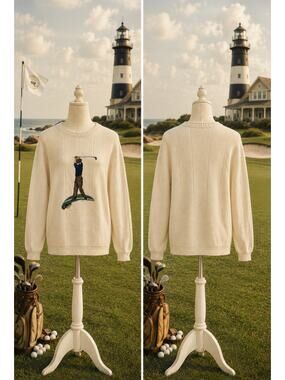 Vintage Golfsmith USA Embroidered Golfer Knit Sweater Mens Large